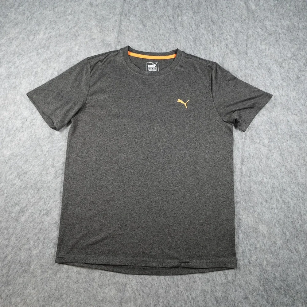 Puma Shirt Mens Medium Gray Heather Performance‎ Short Sleeve Logo